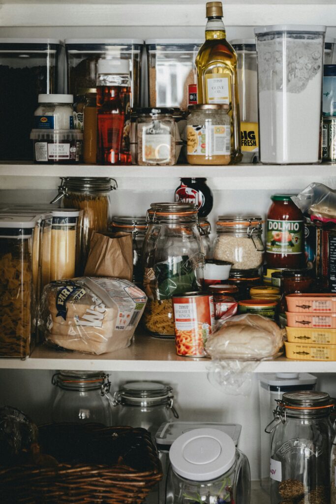 kitchen pantry with various jars and ingredients